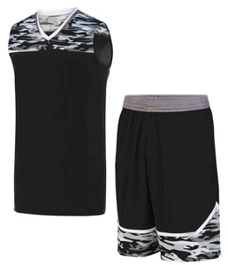Ensemble de maillot de basket sans manches pour homme, noir camouflage, col en V, vêtements de sport respirants, toutes saisons - Product Image 1