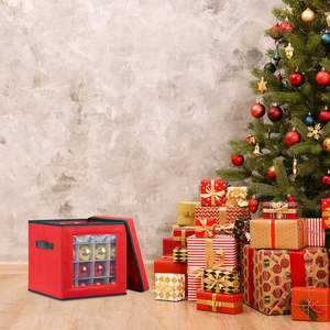 Caja de Almacenamiento para Adornos Navideños al por Mayor, Juego de 2, 64 Compartimentos, A x L x P: 33 x 32 x 32 cm, Rojo / Verde - Product Image 6
