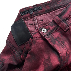 Pantalones Vaqueros Acampanados para Hombre, Color Rojo <span class=keywords><strong>Vino</strong></span> Degradado, Denim Desgastado, Estilo Punk Urbano, Venta al por Mayor OEM ODM - Product Image 2