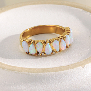 Dreamidea mạ Vàng Vòng thép không gỉ với Giọt Nước Mắt <span class=keywords><strong>opals</strong></span> trang sức đá quý thanh lịch - Product Image 5