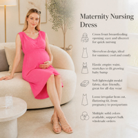 Robe de grossesse et d'allaitement sans manches, à ouverture croisée, taille élastique, vente en gros