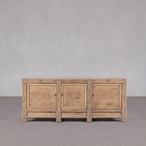 Buffet vintage en <span class=keywords><strong>bois</strong></span> massif vieilli à trois portes, grande capacité, multi-compartiments, meuble de rangement pour la maison - Product Image 1