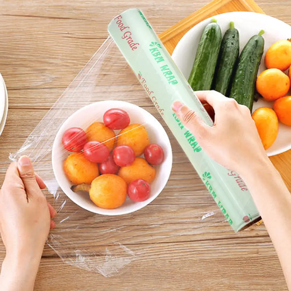 Food Grade Plastic Wrap 9-15mic 15m-1500m Roll Transparent PVC Stretch Cling Film