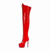 Bottes sexy à talons hauts pour femmes, bottes à lacets au-dessus du genou, bottes de danse à plateforme pour femmes