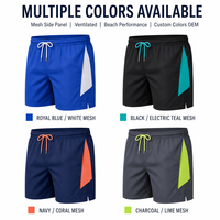 Shorts de bain personnalisés pour hommes avec empiècements latéraux en mesh, respirants, pour le beach-volley, performance OEM, UPF50+, séchage rapide