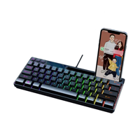 Teclado Gaming Compacto Ergonómico Mini de 64 Teclas con Retroiluminación LED RGB Personalizada, Conexión USB