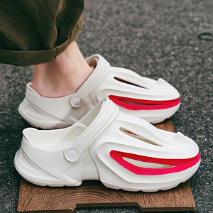 รองเท้าแตะผู้ชาย Pansi Shark Mouth Clogs แบบหนา EVA กันลื่น รองเท้าแตะฤดูร้อน ส้นสูง 4 ซม. รองเท้าชายหาด รองเท้าเดินสบาย - Product Image 4