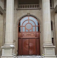 Porte d'entrée moderne élégante à double battant en cuivre et verre pour villas et portails