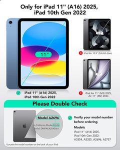 REXIAO Étui pour tablette à trois volets avec fonction veille/réveil automatique, fin et léger, en cuir PU et microfibre, Smart <span class=keywords><strong>Folio</strong></span> pour iPad (A16) - Product Image 2