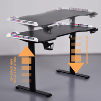 Nouvelle utilisation à domicile en Fiber de carbone ergonomique rvb lumière LED ordinateur réglable E bureau de sport Table de jeu de levage électrique intelligente