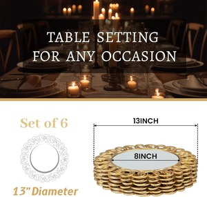 Custom Gold Charger Plates <b>Mirror</b> Charger for Dinner Plates <b>Plastic</b> Plate Chargers Round Chargers for Table Setting Wedding - Product Image 3