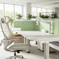 Écran de bureau acoustique en forme de L, gravé CNC, en feutre PET 100% fibre de polyester, dessus arrondi, cloison de bureau OEM