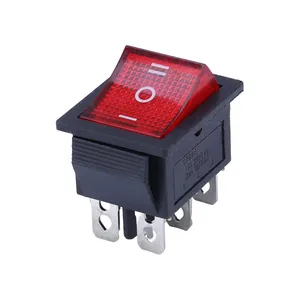 LED 6A 250V/ 10A 125V AC ON-OFF-ON Boat Car 3 Way Rocker Switch Red button sealed 6 Pin Boat Rocker Switch