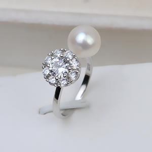 Anillo de Plata Han S925, Éxito de Ventas en Tiktok, con Incrustaciones, Giratorio, Abierto, con Perla, 7-9, Accesorios para Joyería DIY, Soporte Vacío 2779 - Product Image 2