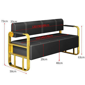 Divano e Poltrona d'<span class=keywords><strong>Attesa</strong></span> Dorati Moderni per Barbiere e Salone, Arredamento Commerciale di Alta Qualità per Ospedali e Palestre - Product Image 2