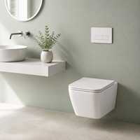 Toilette en céramique carrée minimaliste, toilette murale à chasse siphonique, équipements de salle de bain modernes