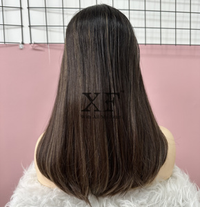 18 pollici marrone con riflessi naturali <span class=keywords><strong>capelli</strong></span> ondulati <span class=keywords><strong>veri</strong></span> <span class=keywords><strong>capelli</strong></span> umani parrucca 100% <span class=keywords><strong>capelli</strong></span> vergini parrucca gioiello Kosher Sheitel - Product Image 3