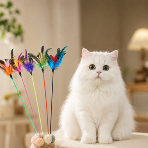 New Fashion Long 64CM Premium Spring <b>Cat</b> Wand <b>Interactive</b> Laser <b>Toy</b> with Feather Bell Plastic & Paper Materials Teasing <b>Cats</b> - Product Image 4