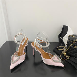 เพชรหัวใจรองเท้าแตะสำหรับผู้หญิงและสุภาพสตรี2022ดินสอส้นปั๊มรองเท้าสำหรับผู้หญิง - Product Image 1