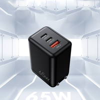 65W GaN Charge QC PD Chargeur Charge Rapide Adaptateur Secteur pour Téléphone Tablette Ordinateur Portable Type-C Port GAN OVP OTP EU US Plug