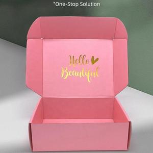 Hồng sóng bao bì bưu phẩm vận chuyển hộp biểu tượng tùy chỉnh mỹ phẩm trang phục Quà Tặng Giấy hộp các tông cho doanh nghiệp nhỏ - Product Image 1