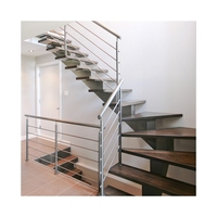 Escalier personnalisé PRIMA en acier inoxydable, acier au carbone et bois, avec installation DIY pour villa et hôtel