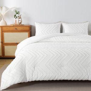 Trắng giường 3pcs <span class=keywords><strong>Comforter</strong></span> bộ đồ giường Trắng Boho chần mềm mịn nhẹ sợi nhỏ thoải mái bộ đồ giường - Product Image 4