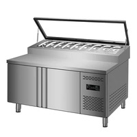 Table de préparation de pizzas réfrigérée commerciale avec portes doubles, dégivrage automatique, plage de température de 2 à 8°C