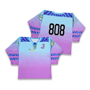 Maillot de hockey sur glace personnalisable OEM, design personnalisé, impression par sublimation de couleur, Spandex/Coton, séchage rapide, respirant, sur mesure - Product Image 6