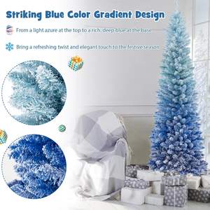 Árbol de Navidad Artificial flocado con nieve de gradiente <span class=keywords><strong>azul</strong></span> de 6 pies, árbol completo de Navidad con bisagras sin iluminar, puntas de rama exuberante 435, soporte de Metal plegable - Product Image 6