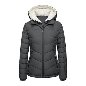 Veste Safari à Capuche en Peau de Mouton à Carreaux Fermeture Éclair Hiver Automne Tissu Double Peigné Fin Blanc - Product Image 1