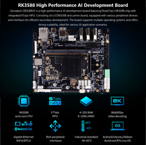 โซลูชันเมนบอร์ดฝังตัวพร้อมกล้อง AI รุ่น DB3588 V2 Rk3588 คอมพิวเตอร์เกตเวย์ AI สำหรับการเรียนรู้เชิงอุตสาหกรรม Rk3588 คอมพิวเตอร์พีซีฝังตัว - Product Image 6
