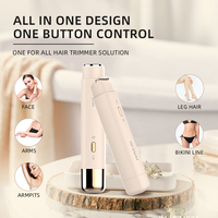 Nicemay Recortadora de Bikini 2 en 1 de Doble Cabezal IPX6 a Prueba de Agua para Uso en Húmedo y Seco, Afeitadora Eléctrica Corporal y Depiladora Facial para Mujer