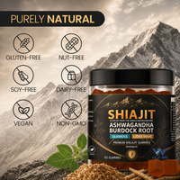 Gummies de Shilajit de l'Himalaya avec Ashwagandha, Sea Moss, Lion's Mane, 105+ Oligo-éléments, Marque Privée OEM