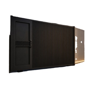 Portail de cour de villa personnalisé, portail en aluminium pour piétons et véhicules séparé DMJ-MZ002, petite porte piétonne, grand portail de garage - Product Image 1
