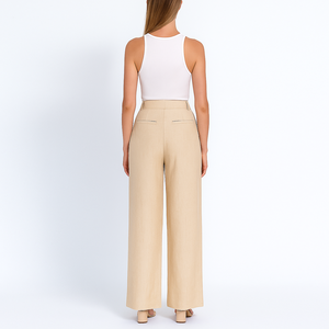 <span class=keywords><strong>Pantaloni</strong></span> Casual da <span class=keywords><strong>Donna</strong></span> a <span class=keywords><strong>Vita</strong></span> <span class=keywords><strong>Alta</strong></span>, Gamba Larga in Cotone e <span class=keywords><strong>Lino</strong></span>, Stile Dritto Personalizzato - Product Image 3