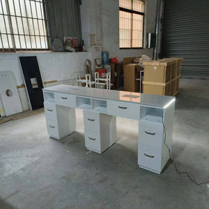Modern White Marble Top Glass <b>Nail</b> Salon <b>Desk</b> with Dust Collector Fan for Living Room Manicure Lap Reception - Product Image 6