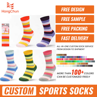 Chaussettes de sport unisexes rayées colorées pour le basketball, la course, la gym et le fitness, design personnalisé, vente en gros, OEM disponible