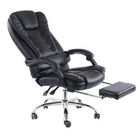 Chaise de bureau de direction confortable pivotante et réglable en cuir PU avec repose-pieds