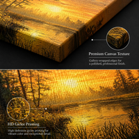 Impression sur toile polyester, ensemble de 3 pièces, 40x50, paysage de lacs et de forêts au coucher du soleil, triptyque moderne, art mural pour la décoration d'hôtels et d'appartements
