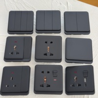 Interruptor de pared eléctrico de 86 paneles para PC, 16A europeo, 20A AC 250V, enchufe universal de 13A para Reino Unido, USB-C, negro mate, regulador de intensidad moderno, 1 interruptor.