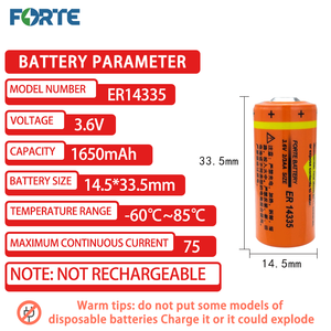 Batterie au <span class=keywords><strong>lithium</strong></span> Forte ER14335 2/3AA 1650mAh pour détecteur <span class=keywords><strong>de</strong></span> gaz <span class=keywords><strong>monoxyde</strong></span> <span class=keywords><strong>de</strong></span> <span class=keywords><strong>carbone</strong></span> détecteur <span class=keywords><strong>de</strong></span> fumée - Product Image 2