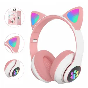 Großhandel Custom Günstigste Wasserdichte Gamer Kopfhörer Pink Cute Cat Ear Kopfhörer Wireless BT Gaming Headset Kopfhörer für Mädchen