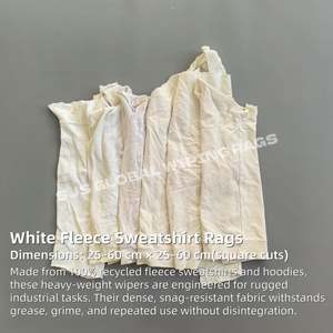 Trapos de lana blanca reciclada absorbentes para limpieza, trapos de lana de algodón recuperada para limpieza - Product Image 2
