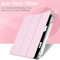 Étui de protection intelligent antichoc en cuir PU avec support pliable et coque arrière transparente pour iPad A16 11 pouces 2025 10e génération 10.9 2022
