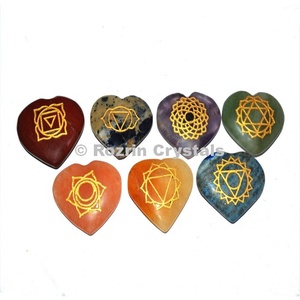 wholesale 7 Chakra Engraved Gemstone <b>Set</b> Polished Palm Pocket Stone Reiki Balancing Healing <b>Crystal</b> 7 Chakra Stones <b>Sets</b> - Product Image 1