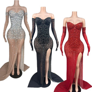 Elegante <span class=keywords><strong>Abito</strong></span> da Sera <span class=keywords><strong>a</strong></span> <span class=keywords><strong>Sirena</strong></span> <span class=keywords><strong>con</strong></span> Spalle Scoperte e Strass per Compleanni, Matrimoni, Feste, Cene e Banchetti, <span class=keywords><strong>con</strong></span> <span class=keywords><strong>Spacco</strong></span> Alto - Product Image 1