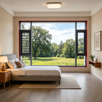 Fenêtre en aluminium à double ouverture minimaliste avec moustiquaire, design plat pour maison moderne