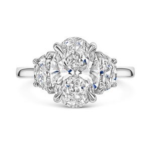 ROX Honour Oval & Half <b>Moon</b> Lab Grown Diamond <b>Ring</b> in Platinum 18 K White Gold Classic IGI Certified Diamond <b>Ring</b> for Wedding - Product Image 2