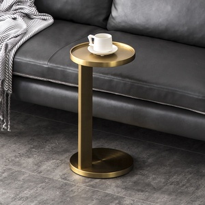 <span class=keywords><strong>Tavolino</strong></span> da Caffè Rotondo Elegante in Acciaio Inox <span class=keywords><strong>Dorato</strong></span> di Lusso per Arredamento Moderno del Soggiorno - Product Image 4